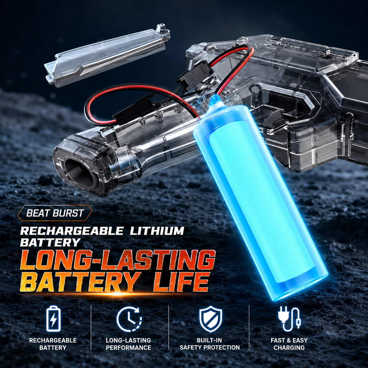 Space Fire-Fighting Water Gun – Electric LED Water Blaster